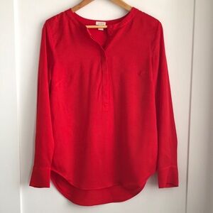 J. Crew Red Tunic Blouse Size S